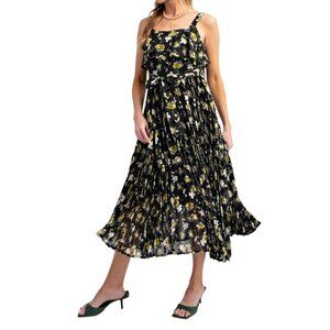 NWT- Women's Easel Pleated Floral Chiffon Dress